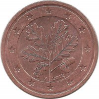 Монета 2 цента. 2012 год (А), Германия.  