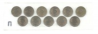 Набор монет 5 копеек 1997-2009 г. СПМД. Россия.   (11 монет)