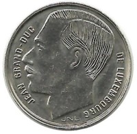 Монета 1 франк.  1990 год, Люксембург. 