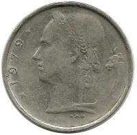 Монета 1 франк.  1979 год, Бельгия.  (Belgie)