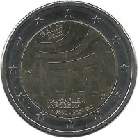 Хал-Сафлиени Гипогей. Монета 2 евро. 2022 год, Мальта. UNC.