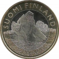 Лиса. Монета 5 евро 2014 г. Финляндия.UNC.