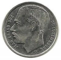 Монета 1 франк.  1991 год, Люксембург. 