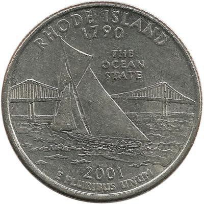 Род-Айленд (Rhode Island). Монета 25 центов (квотер), 2001 г. P.  CША. 