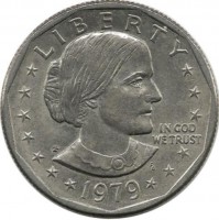 Сьюзен Энтони. Монета 1 доллар, 1979 год, Монетный двор P. США.