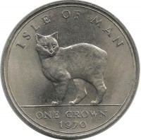 Мэнкс. Кошка. Монета 1 крона. 1970 год, Остров Мэн. 