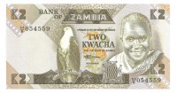 Банкнота 2 квача. 1980 год. Замбия. UNC. 