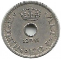 Монета 10 эре. 1941 год, Норвегия.  