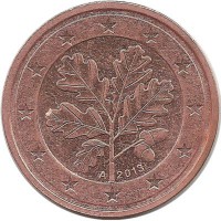 Монета 2 цента. 2013 год (А), Германия.  