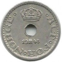 Монета 10 эре. 1945 год, Норвегия.  