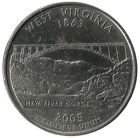 Западная Вирджиния (West Virginia). Монета 25 центов (квотер), 2005г. P. CША. 