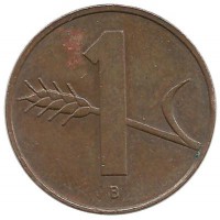 Монета 1 раппен. 1959 год, Швейцария.