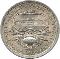 Открытие здания парламента в Канберре. Монета Флорин. 1927 год, Австралия.