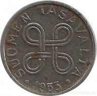 Монета 1 марка. 1953 год, Финляндия. 