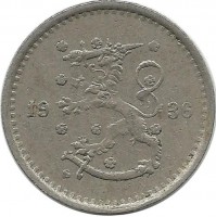 Монета 50 пенни.1936 год, Финляндия.  