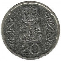 Монета 20 центов. 2006 год, Новая Зеландия.(божок) UNC.