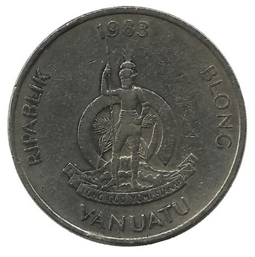 Кокосовый краб (пальмовый вор). Монета 20 вату. 1983 год, Вануату.