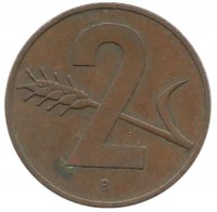 Монета 2 раппена. 1958 год, Швейцария.