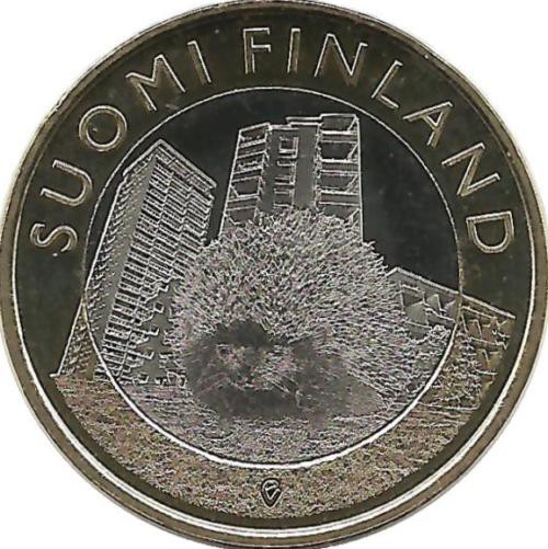 Ёж. Монета 5 евро 2015 г. Финляндия.UNC.