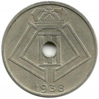 Монета 10 сантимов. 1938 год, Бельгия  (Belgique-Belgie).