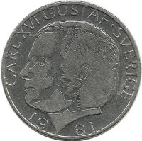 Монета 1 крона. 1981 год, Швеция.