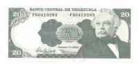 Банкнота 20 боливаров. 1998 год. Венесуэла. UNC.  