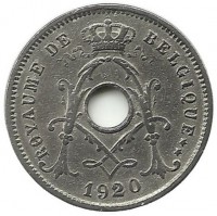 Монета 5 сантимов. 1920 год, Бельгия. (Belgique).
