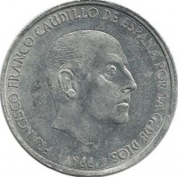 Монета 50 сентимов. 1966 год, Испания.