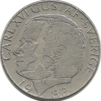 Монета 1 крона. 1982 год, Швеция.