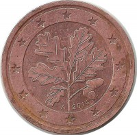 Монета 2 цента. 2014 год (А), Германия.  