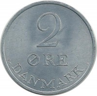 Монета 2 эре. 1972 год, Дания. UNC. 