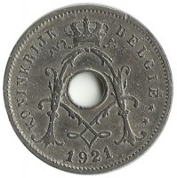 Монета 5 сантимов. 1921 год, Бельгия. (Belgie).