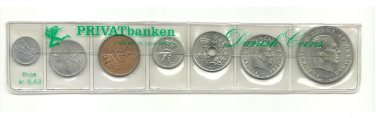 Набор 7 монет. 1972г. Дания. UNC.
