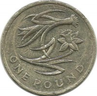 Монета 1 фунт. 2013 год, Флора Уэльса-Лук-порей и нарцисс.  Великобритания.