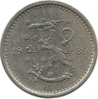 Монета 50 пенни.1939 год, Финляндия.
