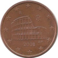 Италия. Монета 5 центов, 2008 год.  