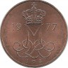 Монета 5 эре. 1977 год, Дания. UNC.
