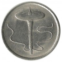 Волчок.  Монета 5  сен. 1990 год, Малайзия. 
