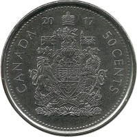 Монета  50 центов 2017 год, Канада. UNC.