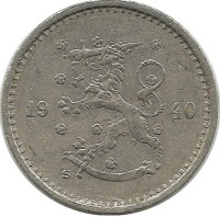 Монета 50 пенни.1940 год, Финляндия.