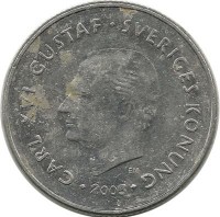 Монета 1 крона. 2005 год, Швеция.