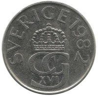 Монета 5 крон. 1982 год, Швеция.
