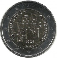 Выборы как основа Демократии. Монета 2 евро. 2024 год, Финляндия. UNC.
