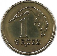 Монета 1 грош, 2018 год, Польша. UNC.  