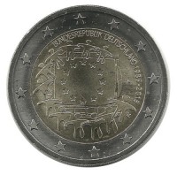 30 лет Флагу Европы. Монета 2 евро, 2015 год, (А) . Германия. UNC.
