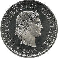 Монета 10 раппен. 2015 год, Швейцария. UNC.