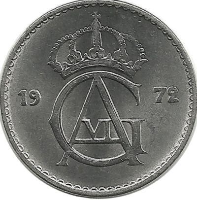 Монета 10 эре. 1972 год, Швеция.(U).