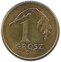 Монета 1 грош, 2023 год, Польша. UNC.   