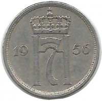 Монета 10 эре. 1956 год, Норвегия. 
