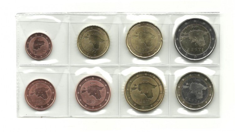 Набор монет евро (8 шт). 2011 год, Эстония. UNC.